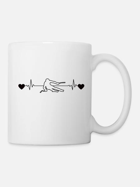 Skifahrer Skifahren EKG Wintersport Herzschlag Ski - Tasse - Weiß
