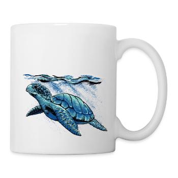 Sea Turtle illustration - Meeres Schildkröte - Mug - white - Right