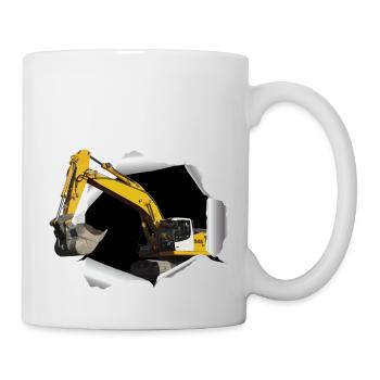 Bagger buddelt sich durchs T-Shirt - Tasse - Weiß - Rechts