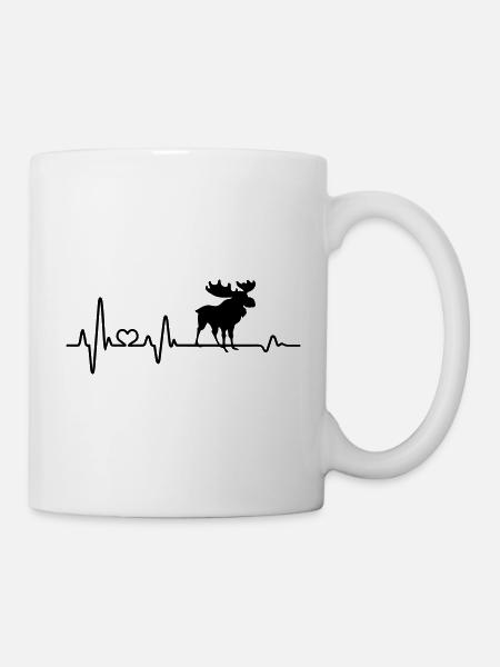 Heartbeat Moose Pulse Moose Animal Alaska - Mug blanc - blanc