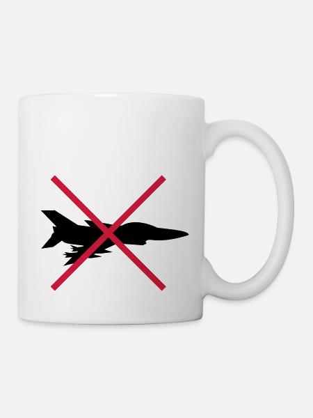 Keine Kampfflugzeuge Schild - Tasse - Weiß