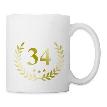 34 Zahl Kranz - Tasse - Weiß - Rechts
