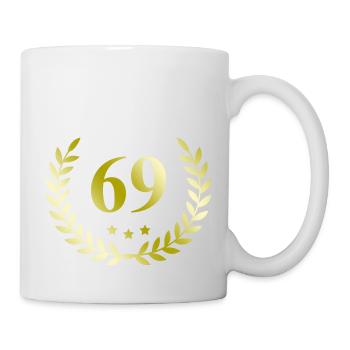 69 Zahl Kranz - Tasse - Weiß - Rechts