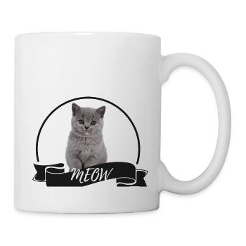 Katze Meow süße Britisch Kurzhaar Mietzekatze grau - Tasse - Weiß - Rechts