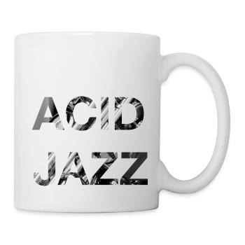 Acid Jazz Music Black White Typografie Modern - Tasse - Weiß - Rechts