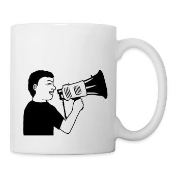 Mann wütend Demonstration Megafon - Tasse - Weiß - Rechts