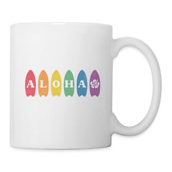 Rainbow Aloha Surfboard Hawaii Summer - Mug - white - Right