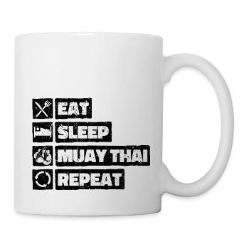 Eat Sleep Muay Thai Repeat Kampfsport Geschenk - Tasse - Weiß - Rechts