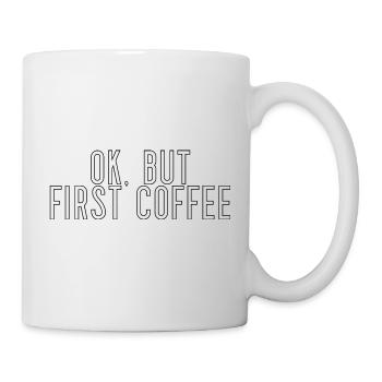 ok premier café café disant police petit déjeuner - Mug blanc - blanc - Droite