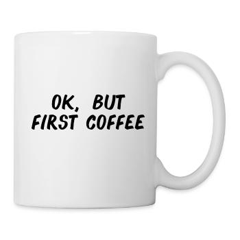ok premier café café disant police petit déjeuner - Mug blanc - blanc - Droite