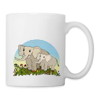 Éléphants - Mug blanc - blanc - Droite