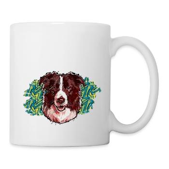 Tête de Border collie - En graffiti #1 - Mug blanc - blanc - Droite