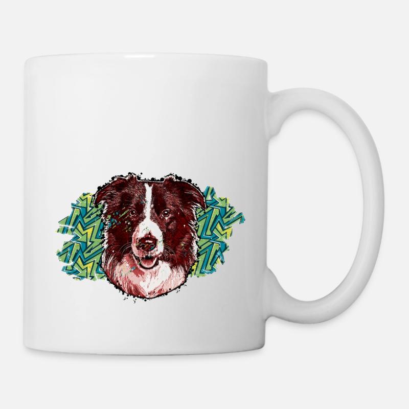 Tête de Border collie - En graffiti #1 - Mug blanc - blanc