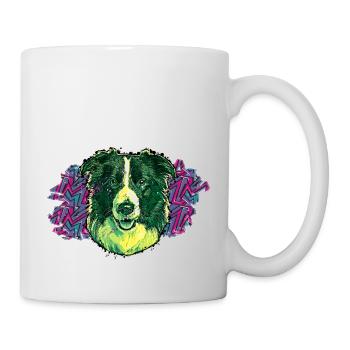 Tête de Border collie - En graffiti #3 - Mug blanc - blanc - Droite