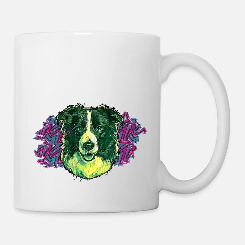 Tête de Border collie - En graffiti #3 - Mug blanc - blanc