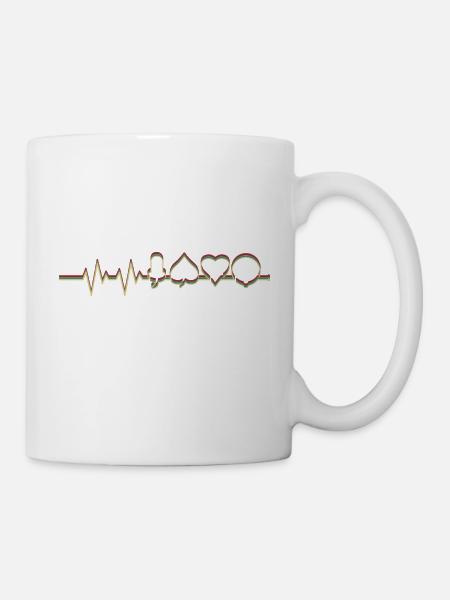 Schafkopf Symbole Schafkopf Heartbeat Herzschlag - Tasse - Weiß