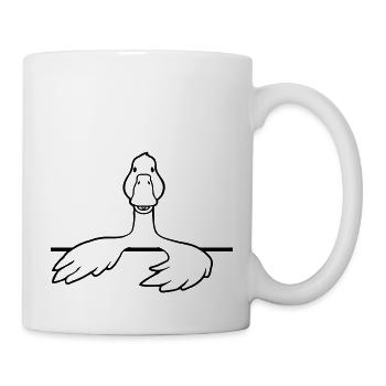 Comic Gans hinter Mauer - Tasse - Weiß - Rechts
