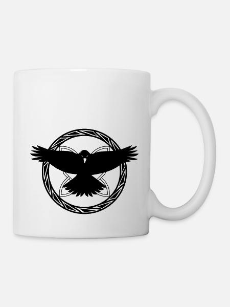 Wikinger Symbol Nordisch Zeichen Raben Rabe Tribal - Tasse - Weiß