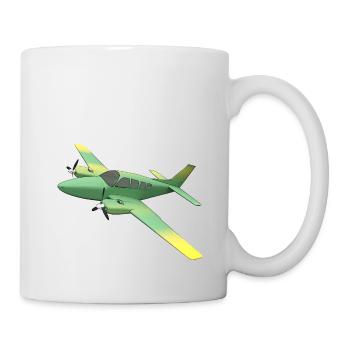 Zweimotoriges Propellerflugzeug - Tasse - Weiß - Rechts