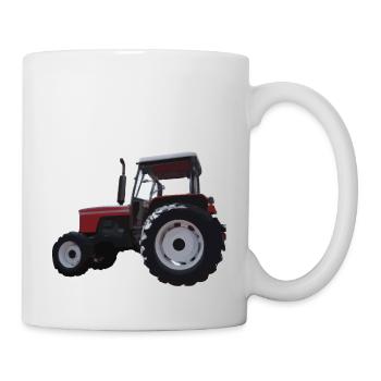 Roter Traktor Illustration Kinder Geschenkidee - Tasse - Weiß - Rechts