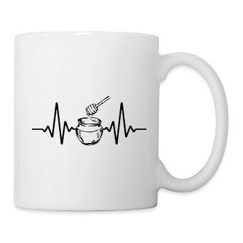 Herzschlag Biene Imker | Farbe änderbar - Tasse - Weiß - Rechts