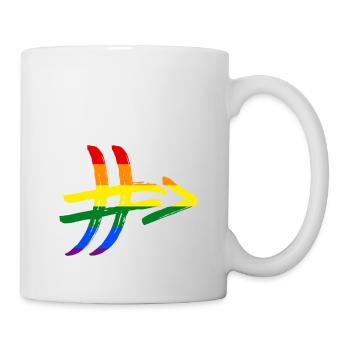 Regenbogen Hashtag # Diversität Toleranz Vielfalt - Tasse - Weiß - Rechts