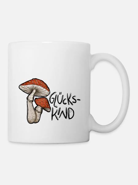 Fliegenpilze Illustration Glückskind - Tasse - Weiß