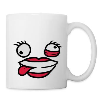 Visage comique féminin fou - Mug blanc - blanc - Droite