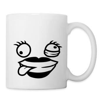 Comic Gesicht verrückte Frau - Tasse - Weiß - Rechts
