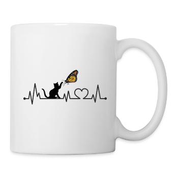 Fréquence de battement de cœur de chat ECG papillon - Mug blanc - blanc - Droite