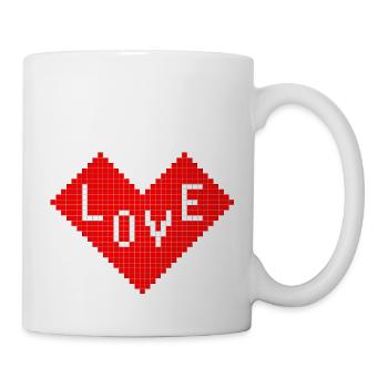 Heart with the inscription LOVE, 8bit heart, Valentine's Day - Mug - white - Right
