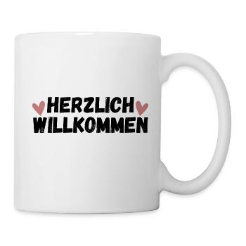 Herzlich Willkommen Herz Liebe - Tasse - Weiß - Rechts