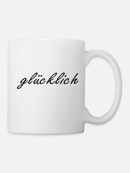 glücklich - Tasse - Weiß