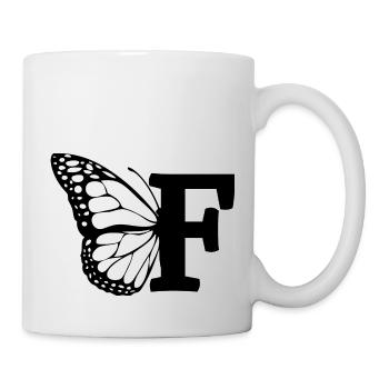 Buchstabe F Schmetterling - Tasse - Weiß - Rechts