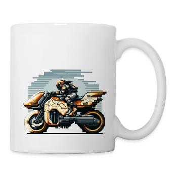 Motorcycle a la Science Fiction in 8 Bit Artwork - Mug - white - Right