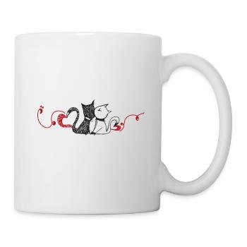 Zwei liebende Katzen - Tasse - Weiß - Rechts