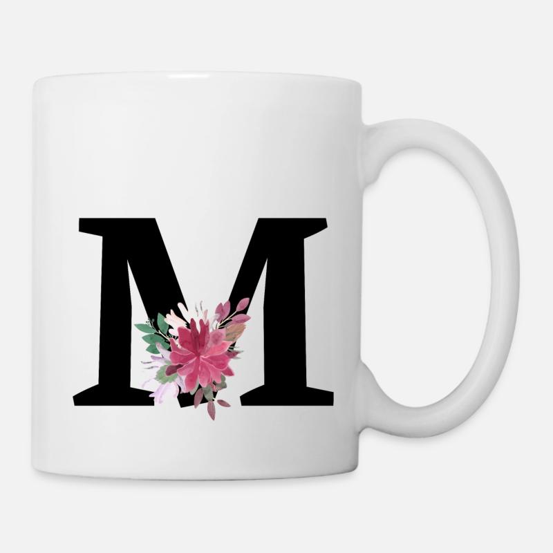 Lettre m floral - Mug blanc - blanc