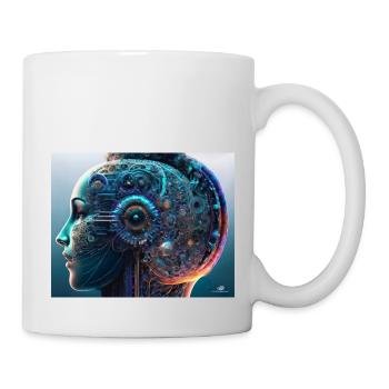 Mechanisches Gehirn eines Menschen - Tasse - Weiß - Rechts