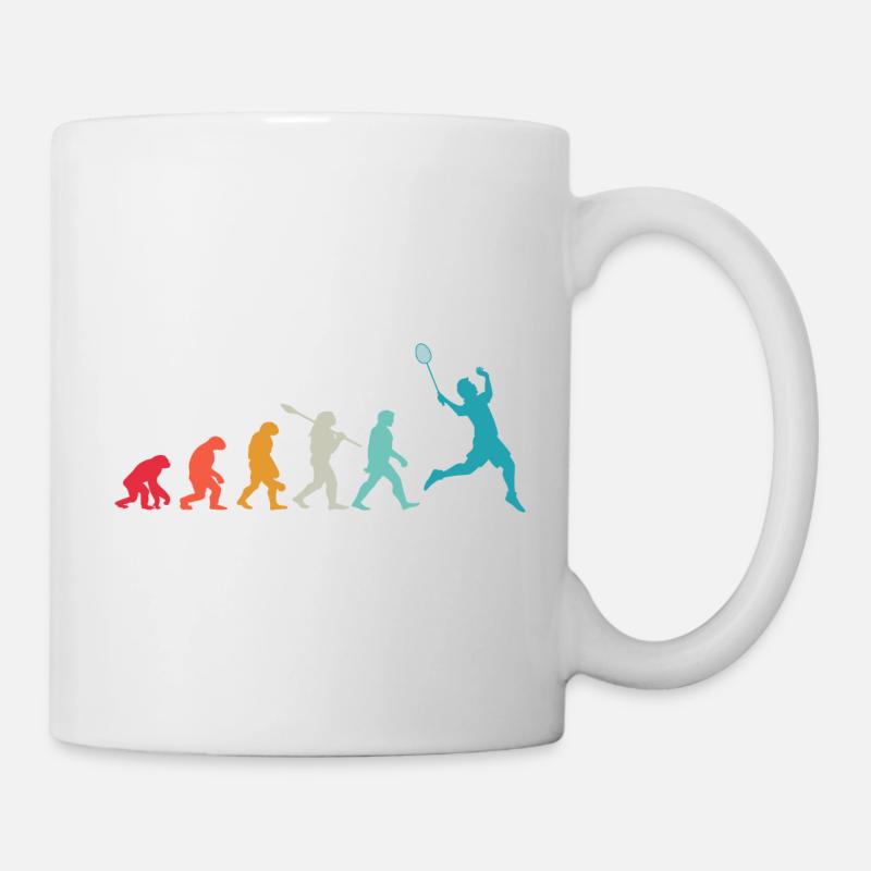 Badminton Evolution Geschenk für Badmintonspieler - Tasse - Weiß