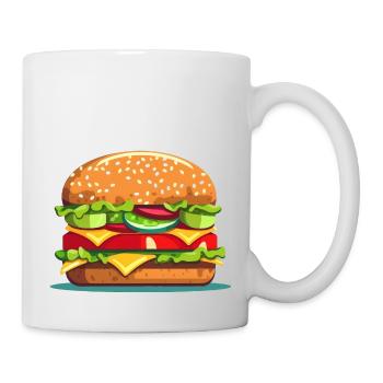 Colorful tasty hamburger cheeseburger illustration - Mug - white - Right