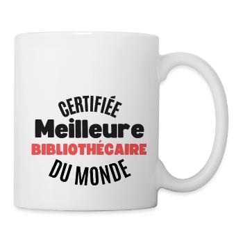 certifiée meilleure bibliothécaire du monde - Mug blanc - blanc - Droite