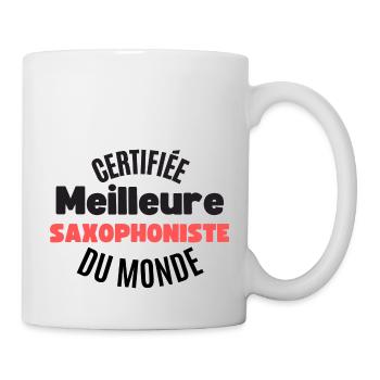 certifiée meilleure saxophoniste du monde - Mug blanc - blanc - Droite