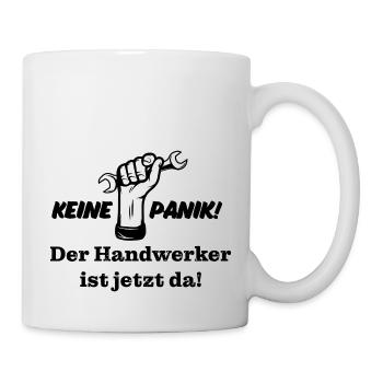 Keine Panik! Der Handwerker ist da! Technik, Azubi - Tasse - Weiß - Rechts