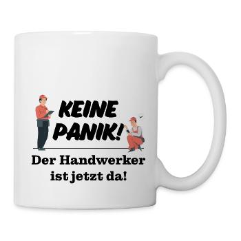 Keine Panik! Der Handwerker ist da! Technik, Azubi - Tasse - Weiß - Rechts