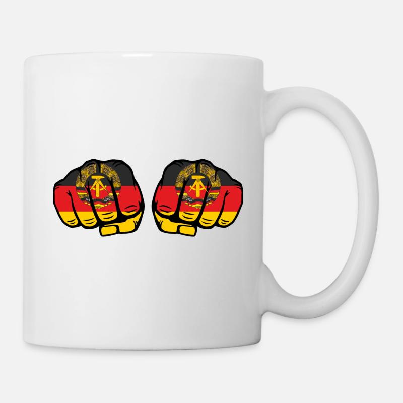 DDR Faust Held der Arbeit Abzeichen DDR Ostalgie - Tasse - Weiß
