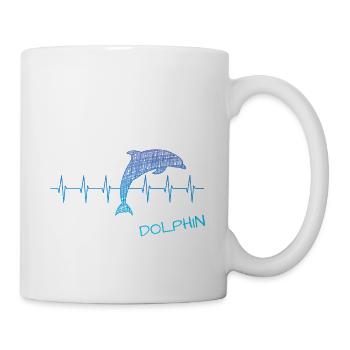 Dolphin, Delfin, Herzschlag mit Delfin, dolphin - Tasse - Weiß - Rechts