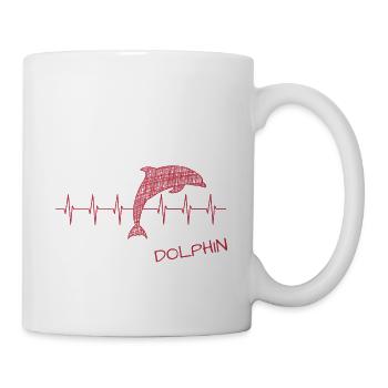 Dolphin Herzschlag Love Dolphins Delfin - Tasse - Weiß - Rechts