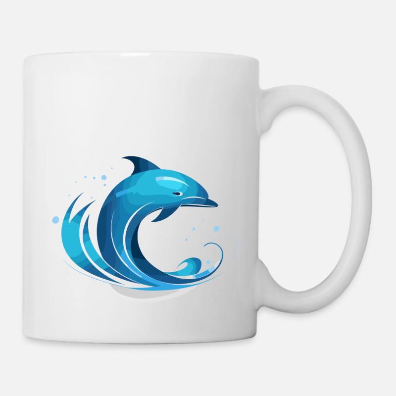 cooles Delfinmotiv - Tasse - Weiß