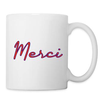 MERCI. THANKS. THANK YOU. ANNIVERSAIRE. NAISSANCE. - Mug blanc - blanc - Droite