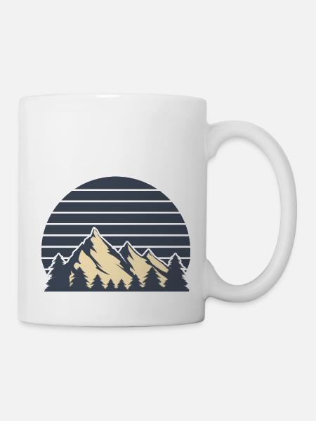 vintage sunset Berge weiß 2 - Tasse - Weiß
